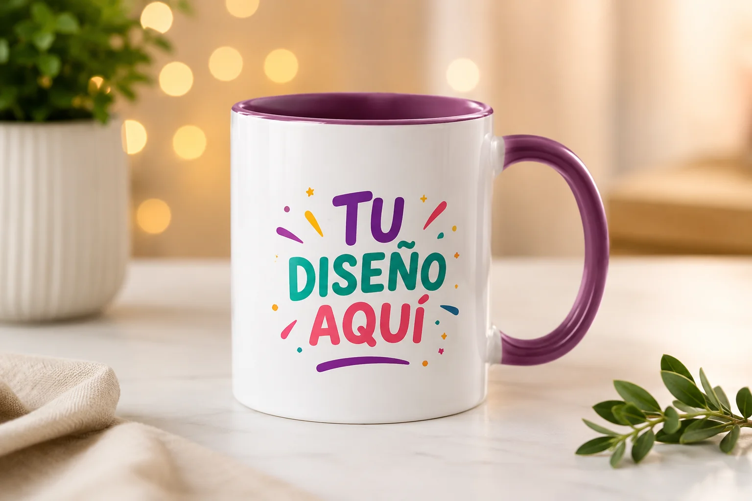 Taza con interior y asa color