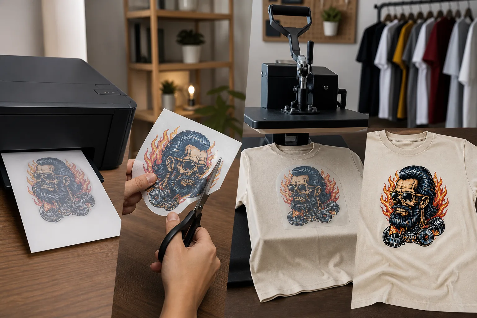 Papel transfer impreso y aplicado sobre camisetas