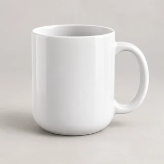 Ilustración generada con IA: Taza blanca con base redonda