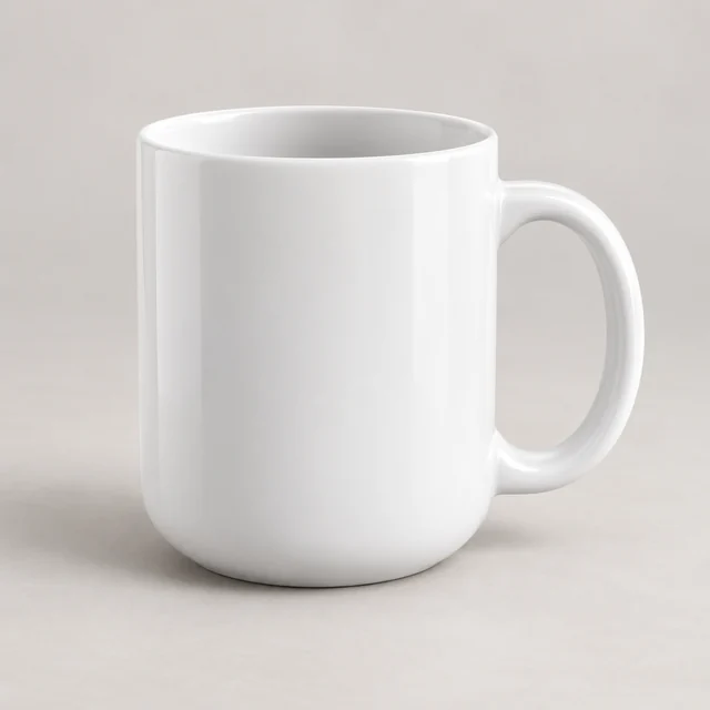 Ilustración generada con IA: Taza blanca con base redonda