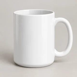 Ilustración generada con IA: Taza blanca con asa redonda