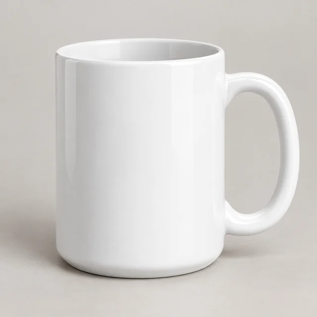 Ilustración generada con IA: Taza blanca con asa redonda