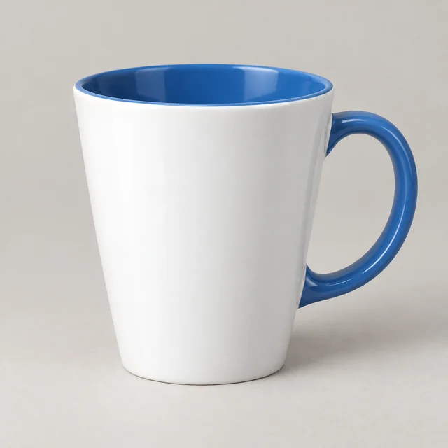 Ilustración generada con IA: Tazas cónicas con interior y asa de color