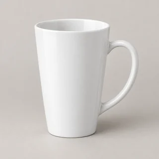 Ilustración generada con IA: Taza blanca cónica