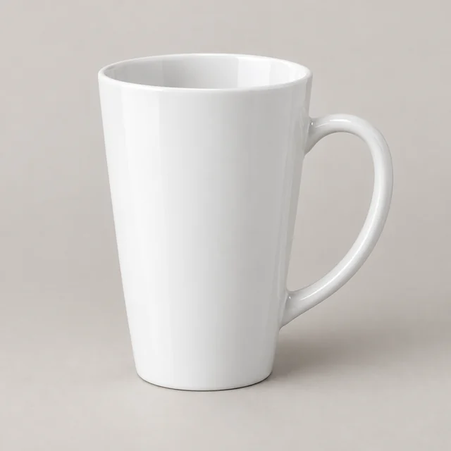 Ilustración generada con IA: Taza blanca cónica