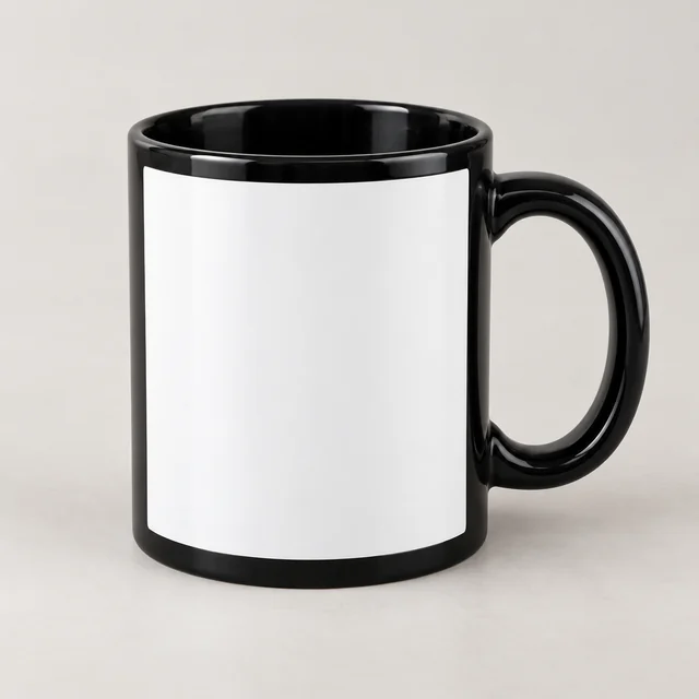 Ilustración generada con IA: Taza negra con ventana blanca