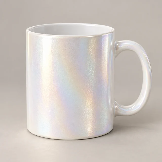 Ilustración generada con IA: Taza de cerámica perlada blanca