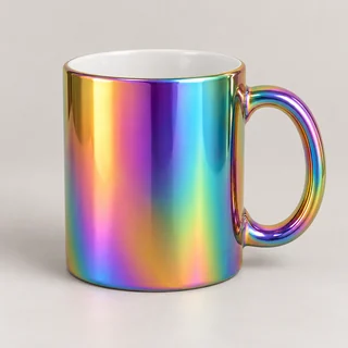 Ilustración generada con IA: Taza espejo Rainbow