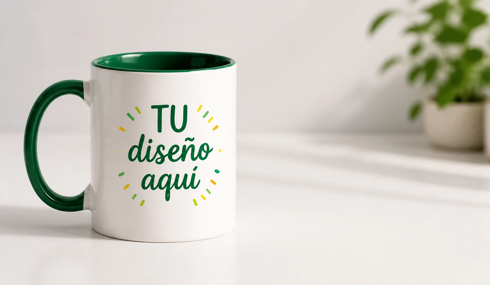 Taza personalizada con asa verde
