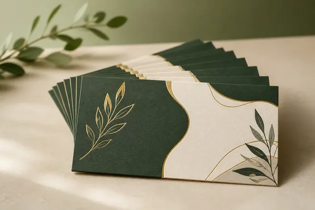 Tarjetas de presentación personalizadas con acabado dorado
