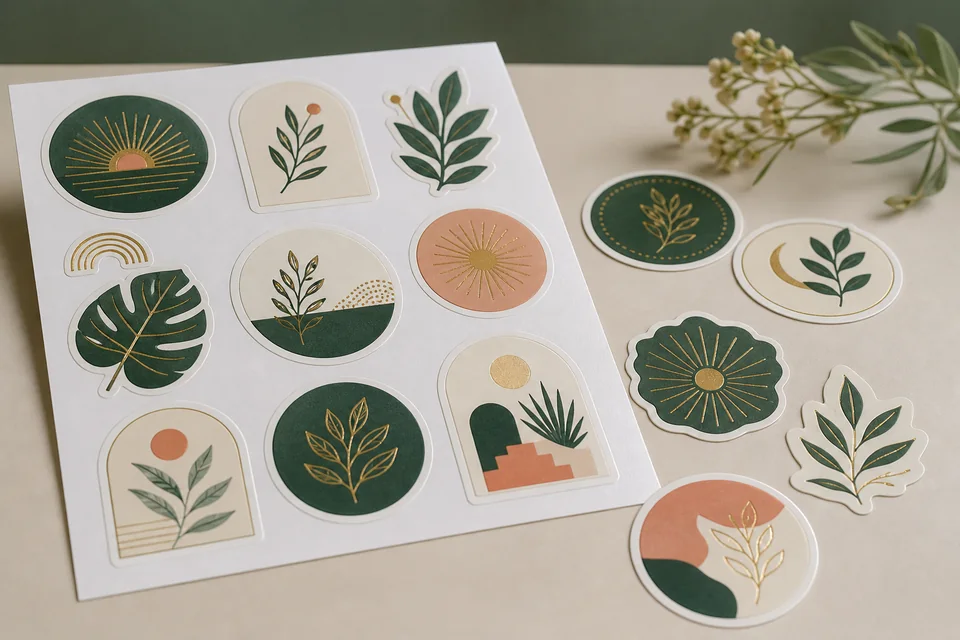 Stickers y etiquetas personalizadas con diseños botánicos